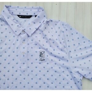 Travis Mathew Mens XXL White TPC Sawgrass Performance Golf Polo Shirt Geometric